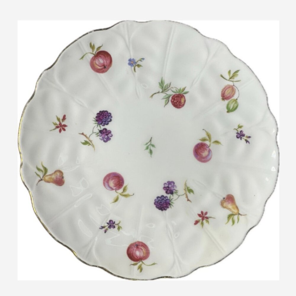 Vintage Aynsley Florida Salad Plate Fine Bone China White Hand Painted Design